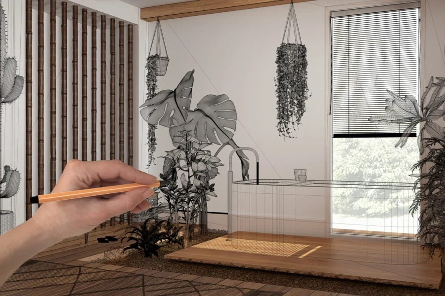 A hand drawing digital design with wooden floors