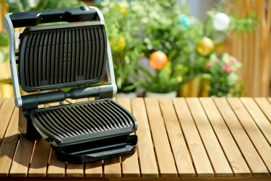 A smart electric grill on a table