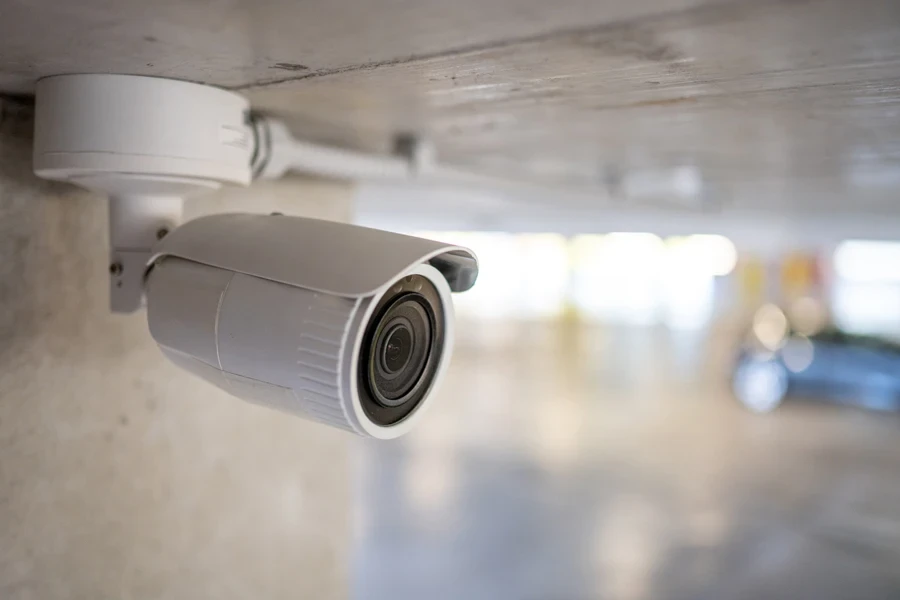 A wired CCTV surveillance camera