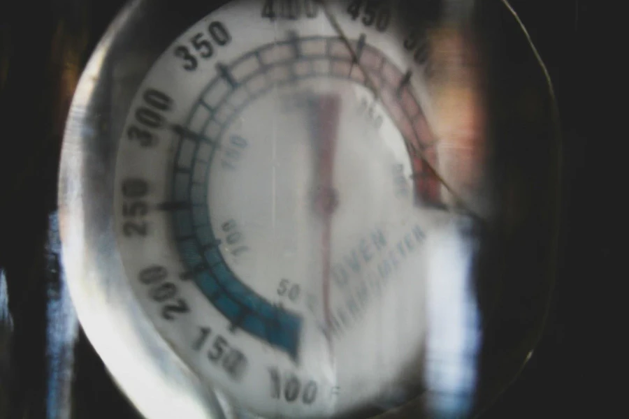 Blurred image of a traditional analog gauge