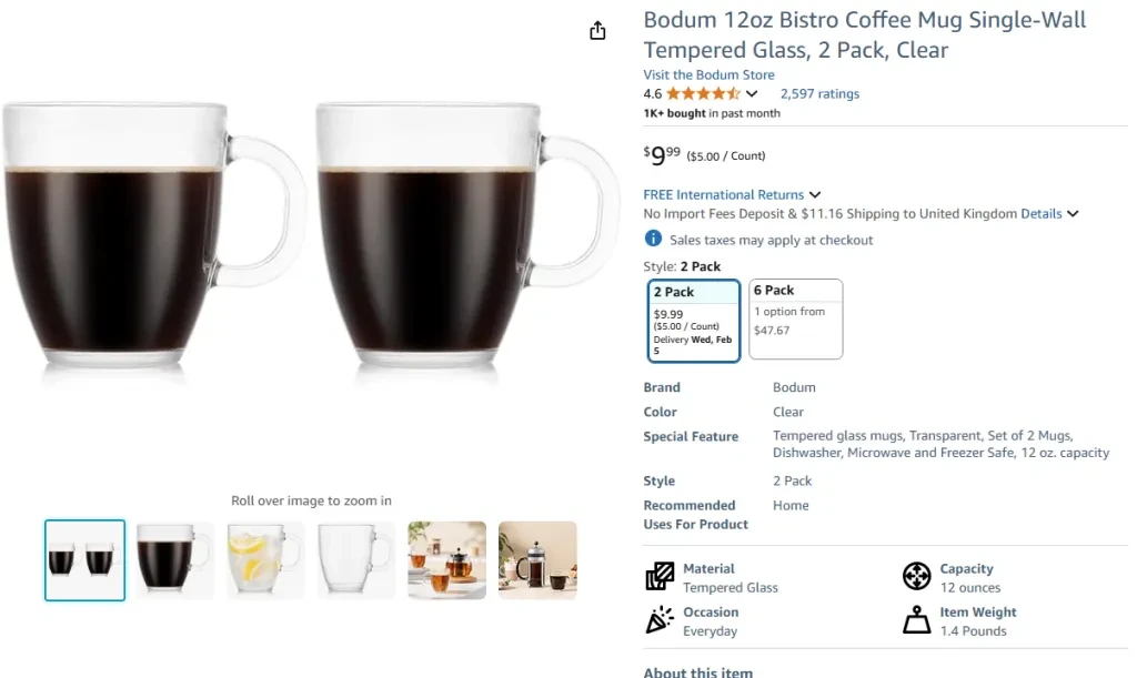 Bodum 12oz Bistro Kaffeetasse