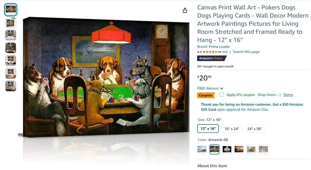 Canvas Print Wall Art - Pokers Dogs Playing