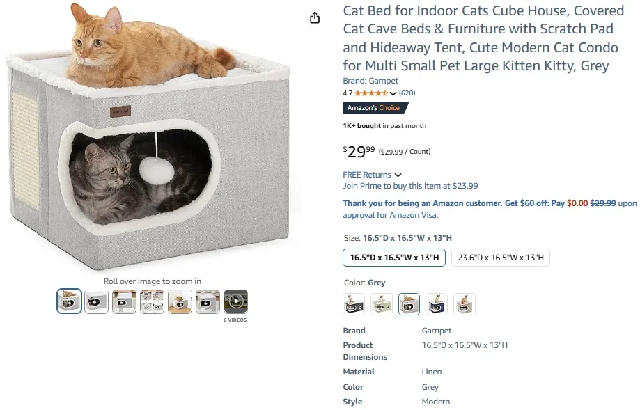 Cama para gatos de interior - Cube House