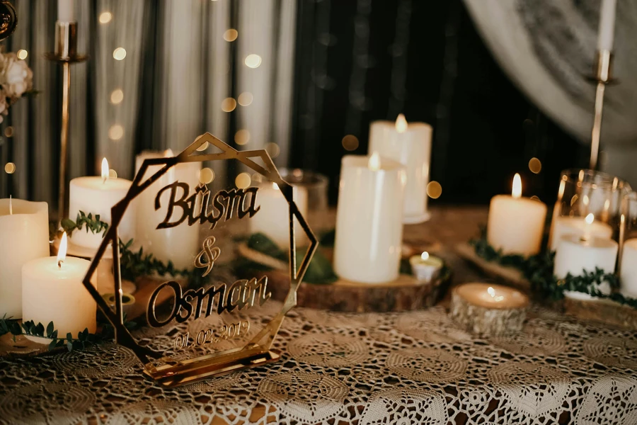 Close-Up Shot of Candles in the Table