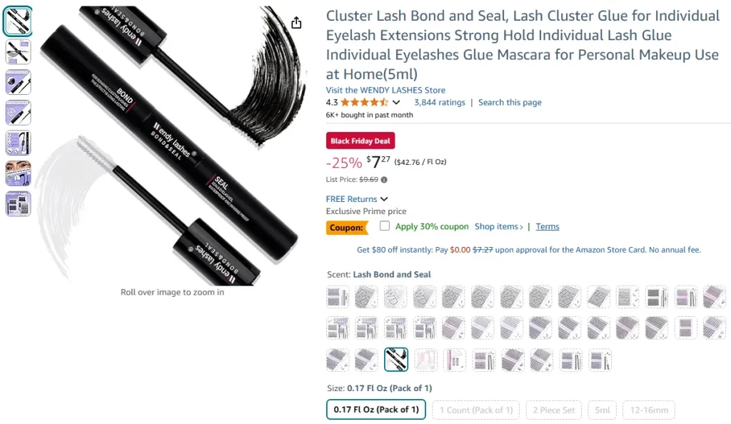 Cluster Lash Bond and Seal for Lash Cluster Glue