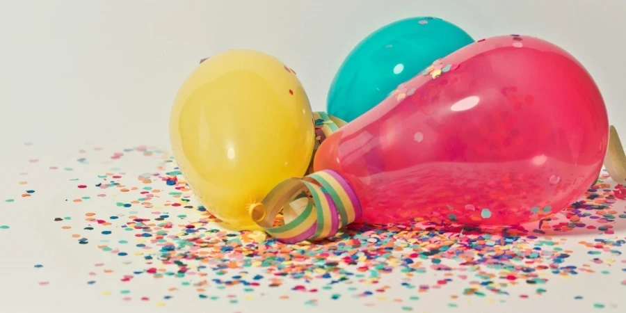 Colorful Balloons with Confetti