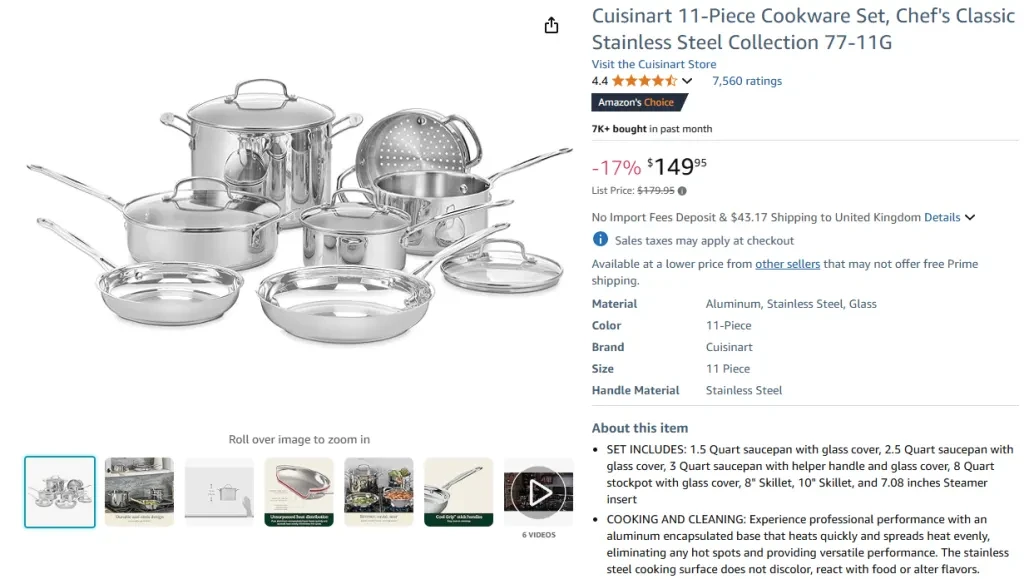 Set di pentole Cuisinart da 11 pezzi