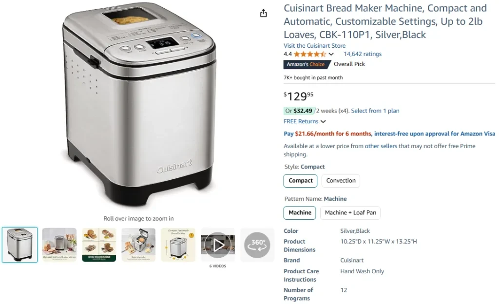 Cuisinart Bread Maker Machine