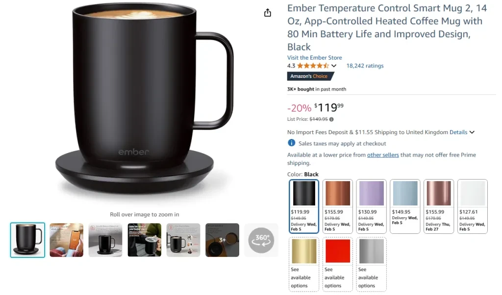 Ember Temperature Control Smart Mug 2