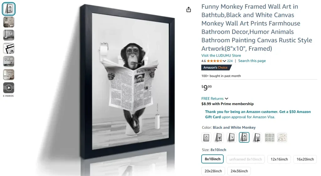 Funny Monkey Framed Wall Art