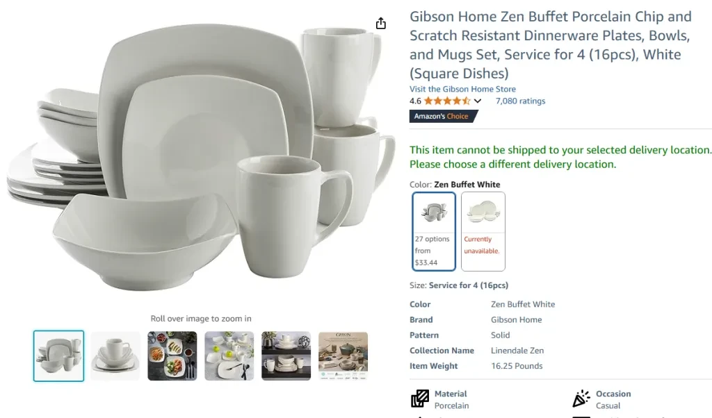 Gibson Home Zen Buffet Porcelain Dinnerware Set