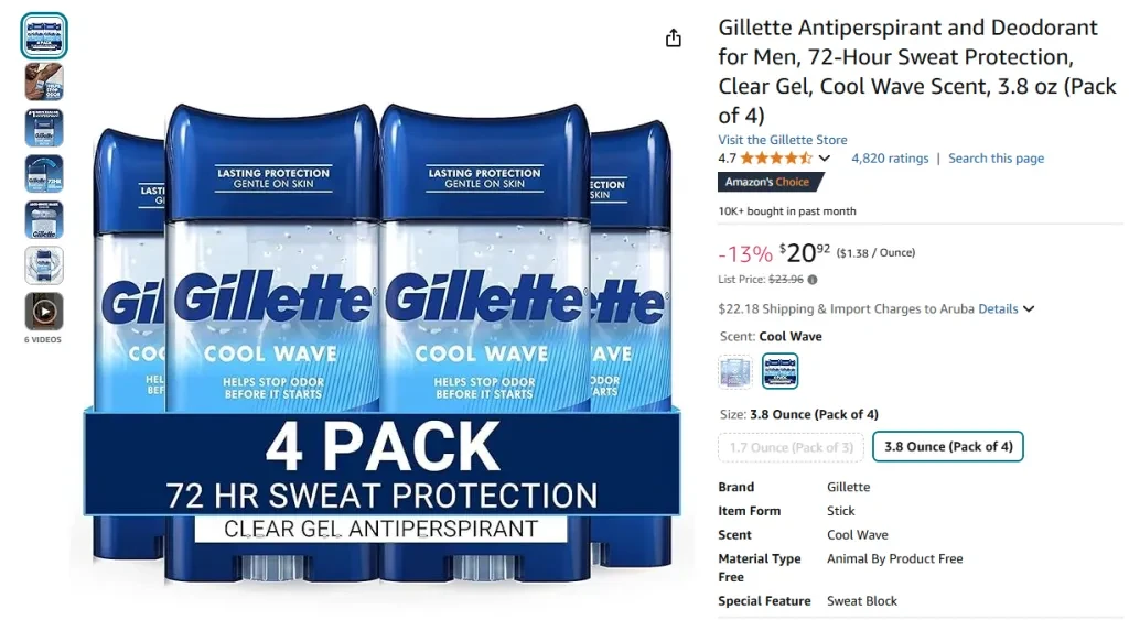 Gillette Antitranspirant und Deodorant für Männer