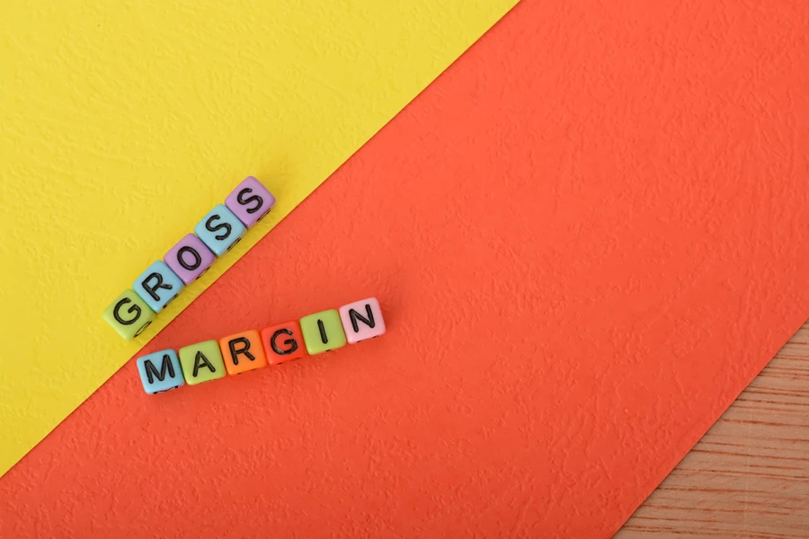 Gross Margin text inscribed on Alphabet beads