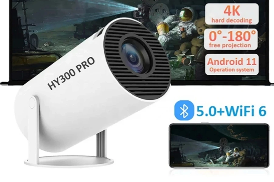 HY300 Novo e popular mini projetor inteligente Android 4K