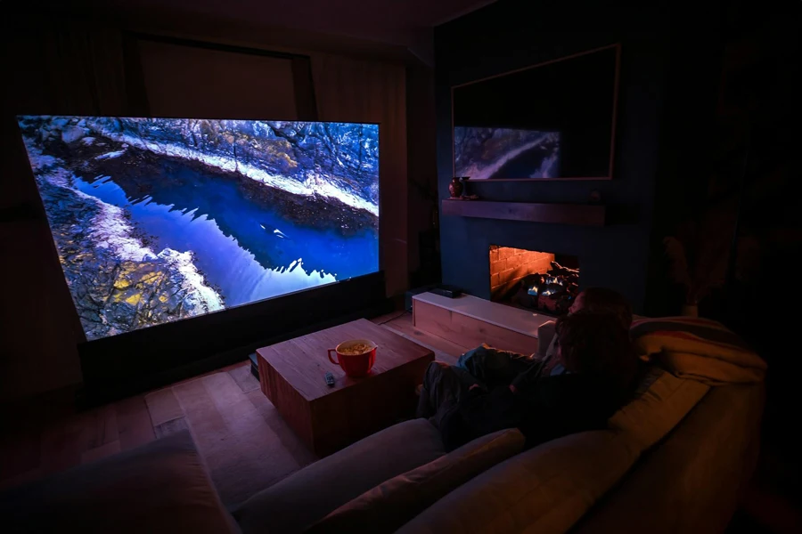 High-end projector screen delivering a cinematic experience in home theater