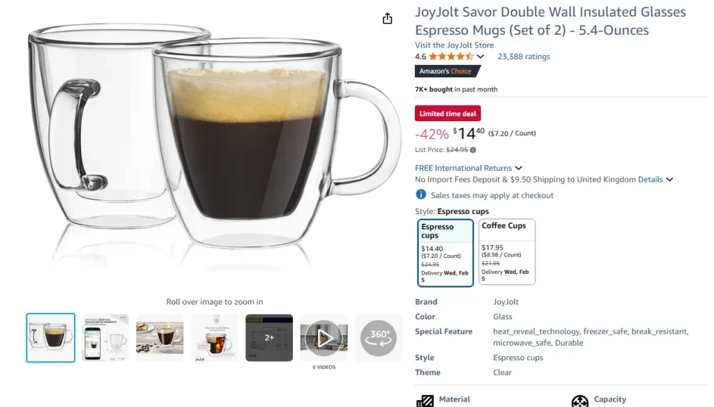 Vasos con aislamiento de doble pared JoyJolt Savor