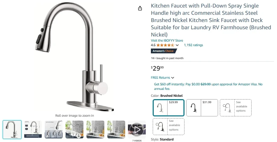 Kitchen Faucet with Pull-Down Spray Single Handle