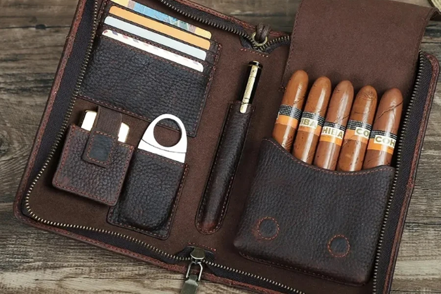 Leather Cigar Humidor Tube Holder