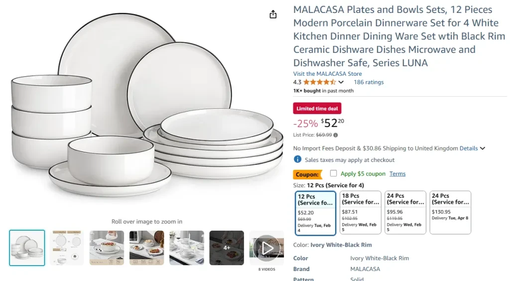 MALACASA Plates and Bowls Sets