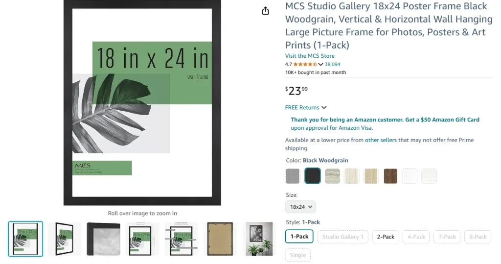 MCS Studio Gallery 18x24 Poster Frame