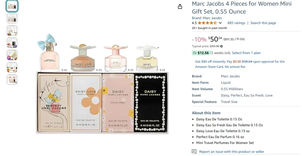 Coffret cadeau mini 4 pièces pour femme de Marc Jacobs