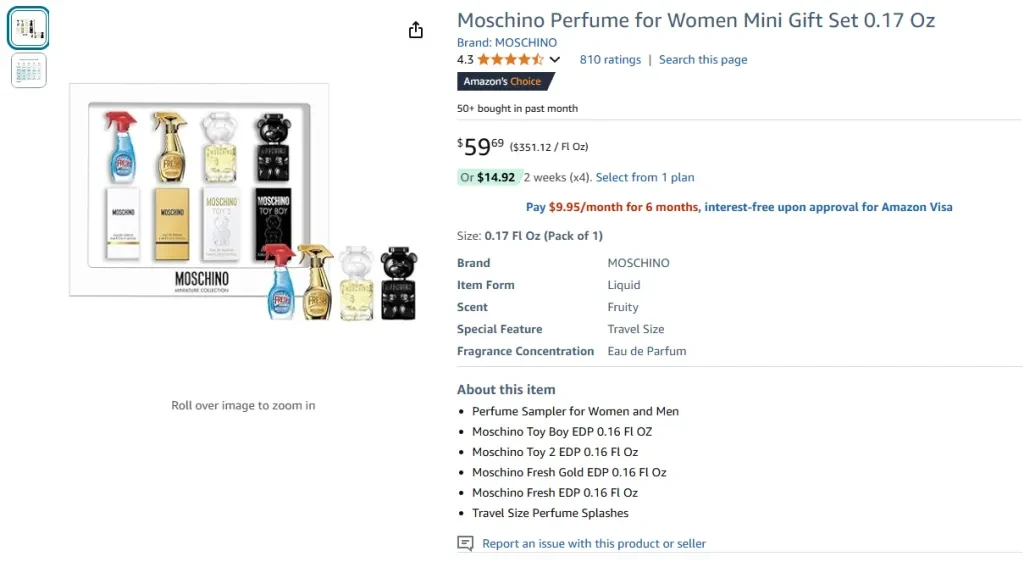 Moschino Perfume for Women Mini Gift Set