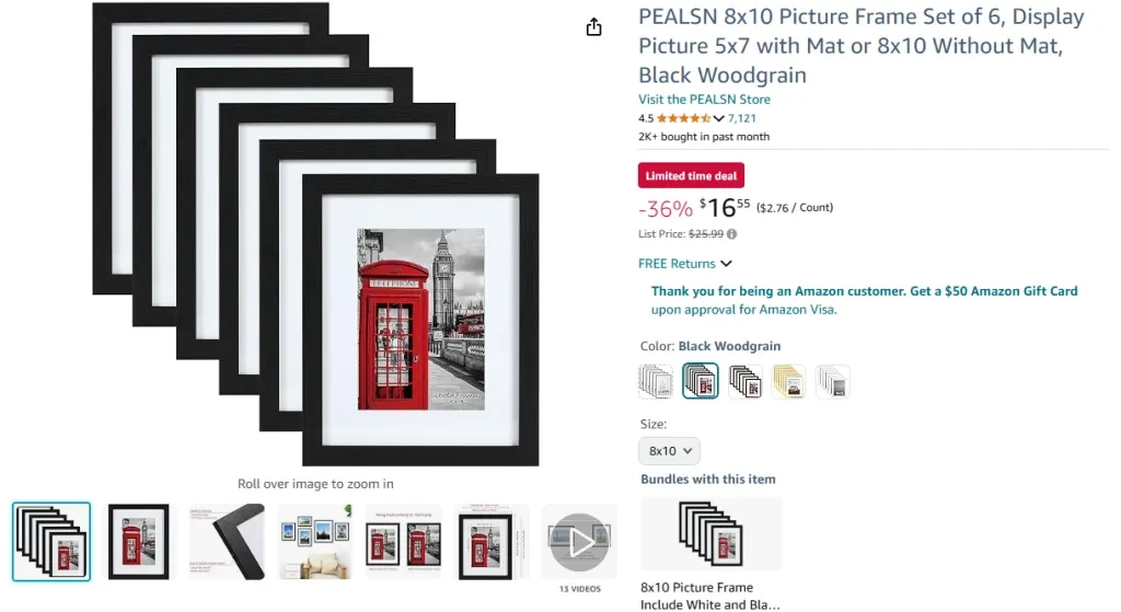 PEALSN 8x10 Picture Frame Set of 6