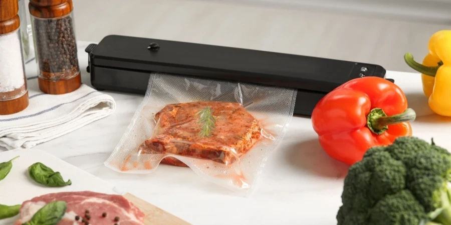 Sealer for Vacuum Packing with Meat in Plastic Bag