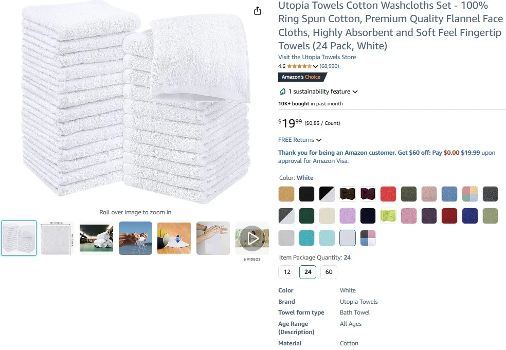 Utopia Towels Cotton Washcloths Set