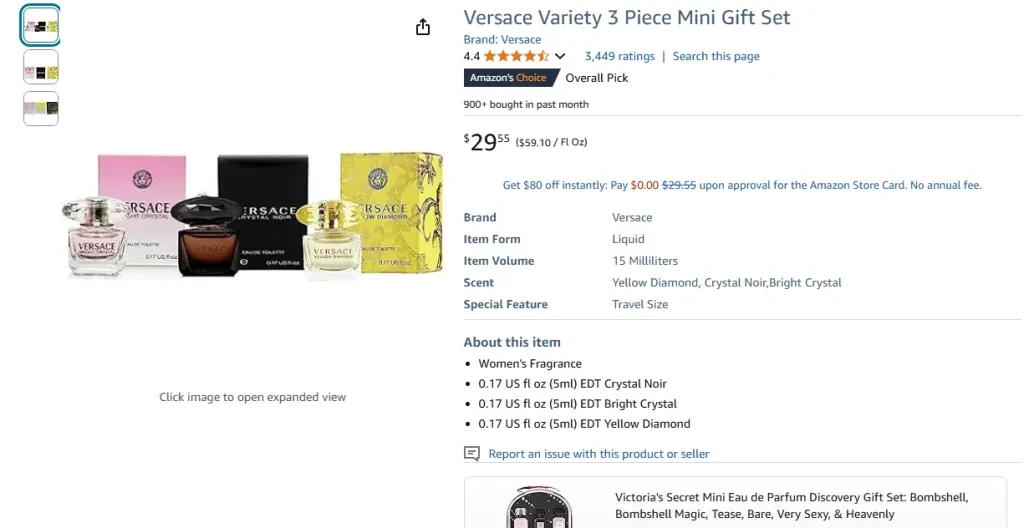 Coffret cadeau miniature Versace Variety 3 pièces