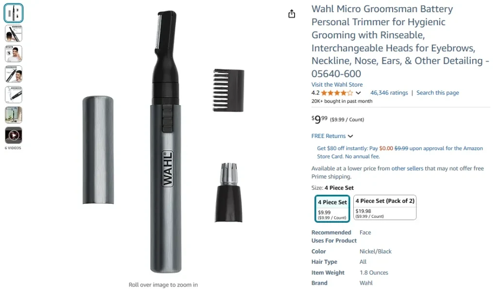 Wahl Micro Groomsman Battery Personal Trimmer