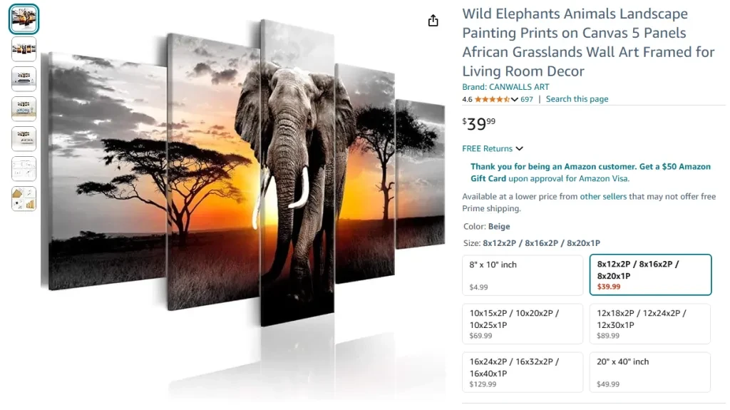 Wild Elephants Animals Landscape Painting