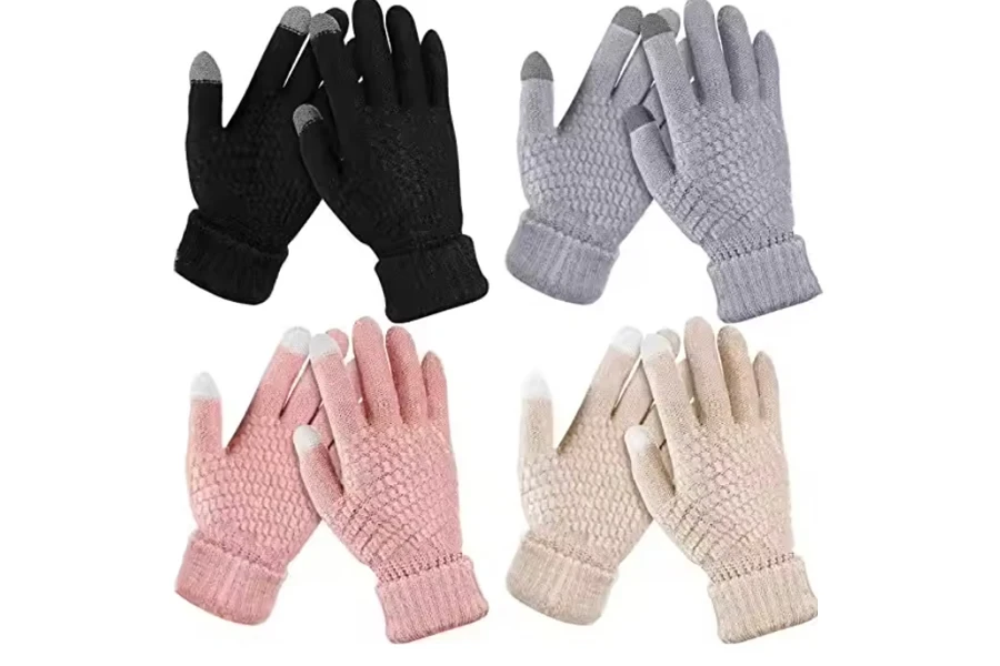 Guantes de invierno tejidos con pantalla táctil para mujer