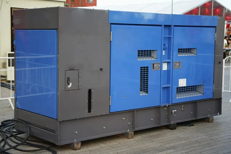 A blue and black diesel generator