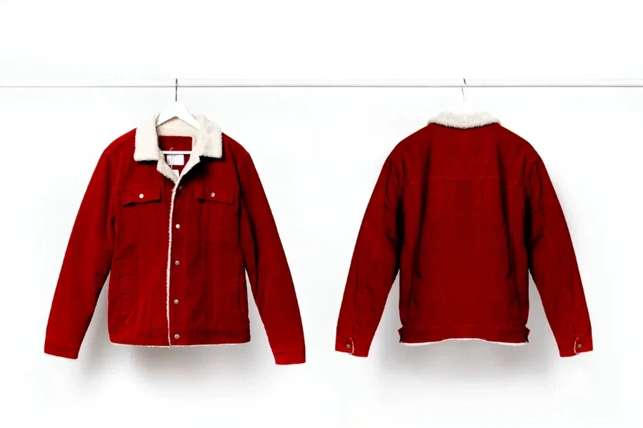 A red corduroy men's work jacket