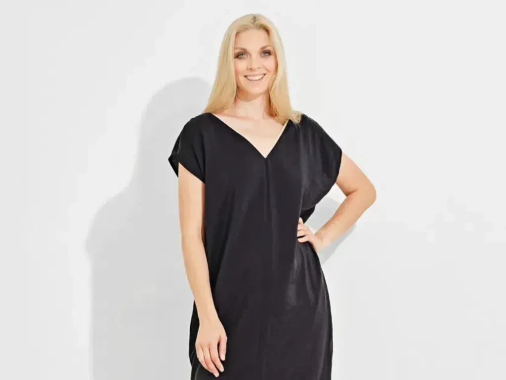 Vestido decote em V em georgette