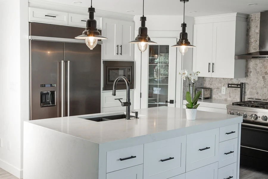 A modern kitchen with an island