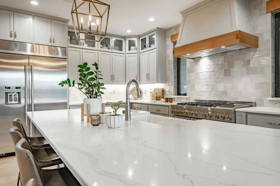 A modern kitchen with tactile walls