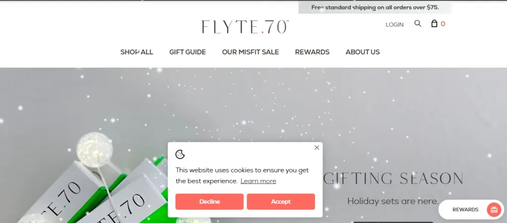 ภาพหน้าจอจากหน้าแรกของ Flyte.70