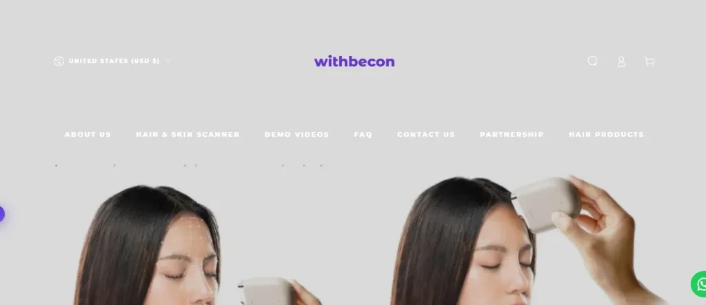 A screenshot of Withbecon's homepage