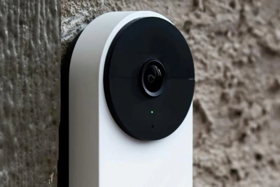 Close up of camera on smart doorbell