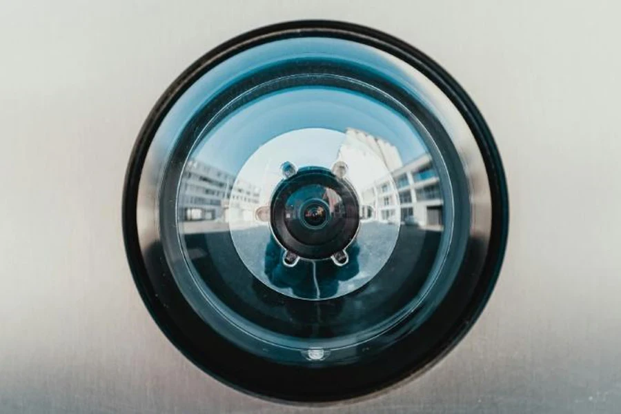 Close up of security camera lens