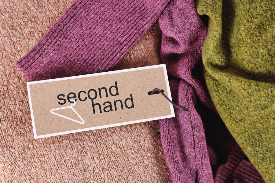 Clothing with a second hand label