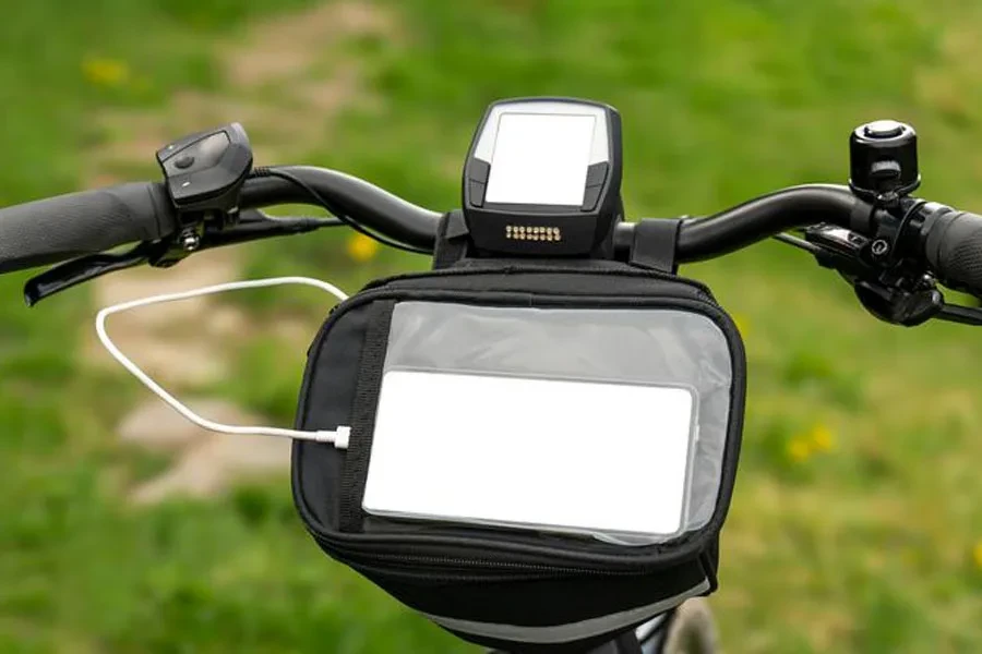 E bike with blank display and mobile display