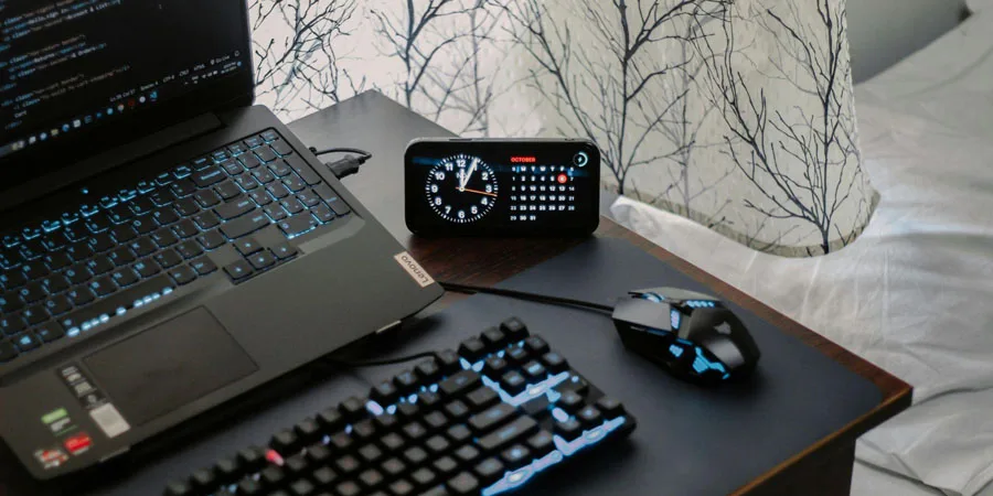 Laptop and Electronics on Desk