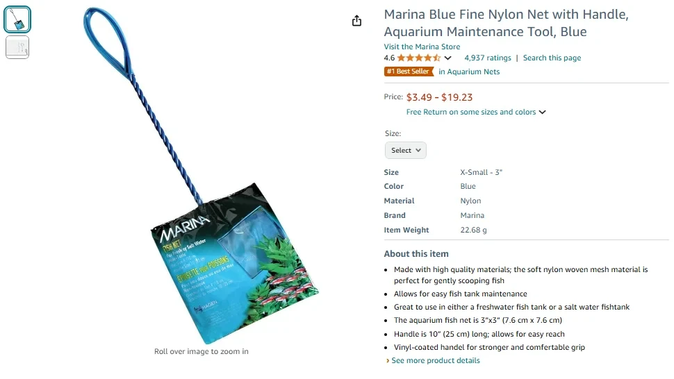 Rede de pesca de nylon Marina com alça