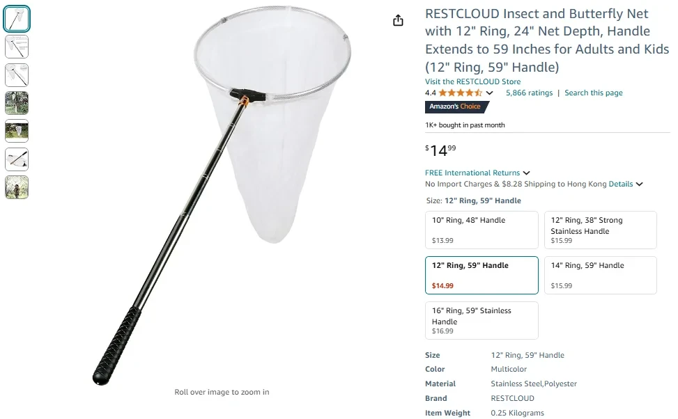 RESTCLOUD Insect and Butterfly Net with Extendable Handle