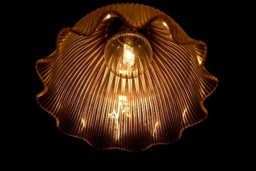 Ribbed glass ceiling light fixture