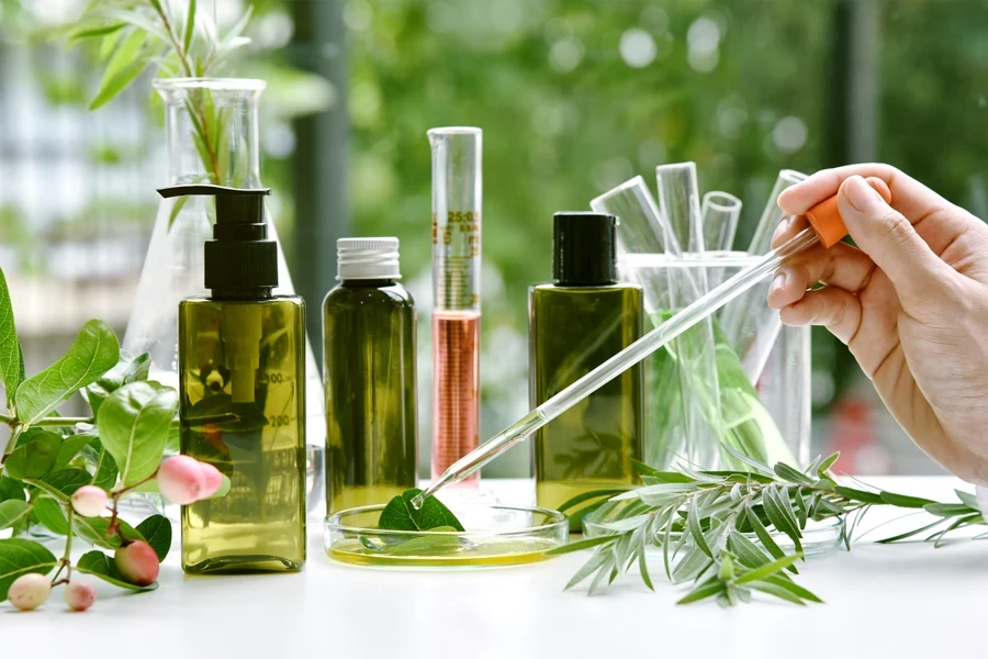 Scientist researching natural fragrances in a lab