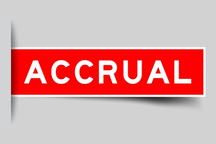 Das Wort „ACCRUAL“ auf einem roten Etikett